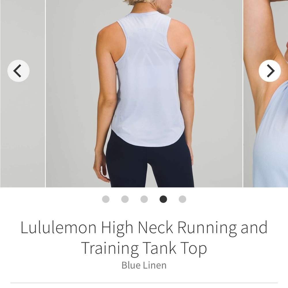 lululemon athletica Women's Blue Linen High Neck Running Tank Top - Picture 4 of 6